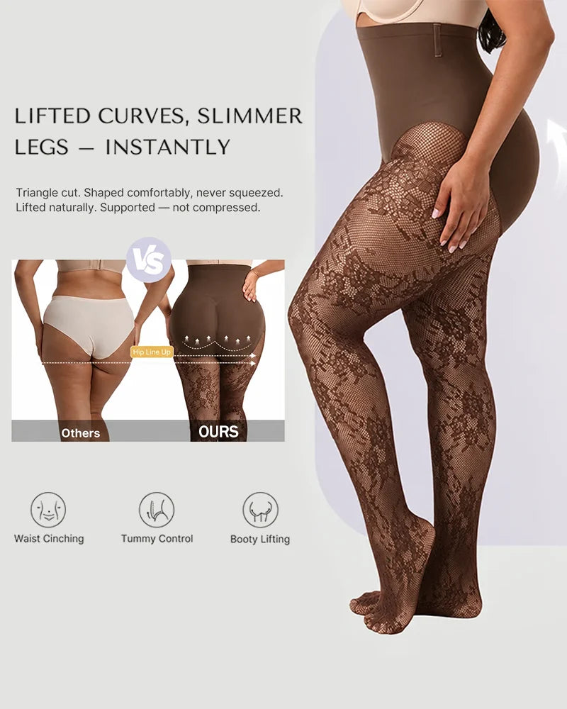 ShapeLace High-Waist Floral Lace Shaping Tights