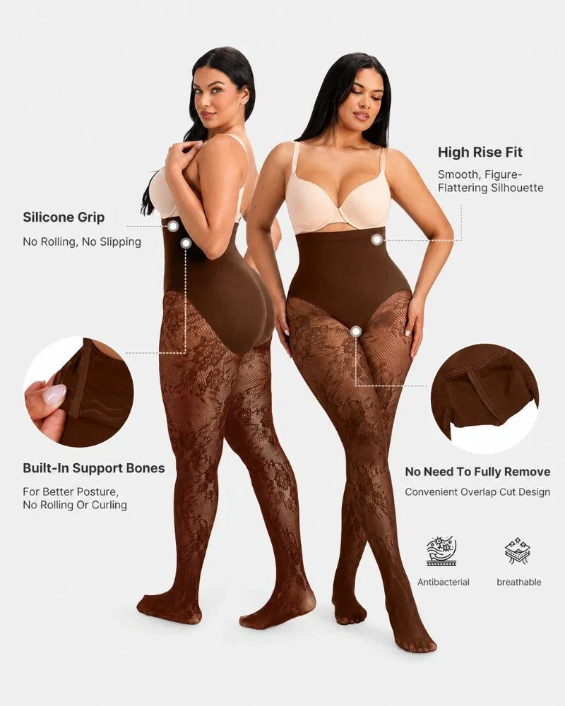 ShapeLace High-Waist Floral Lace Shaping Tights
