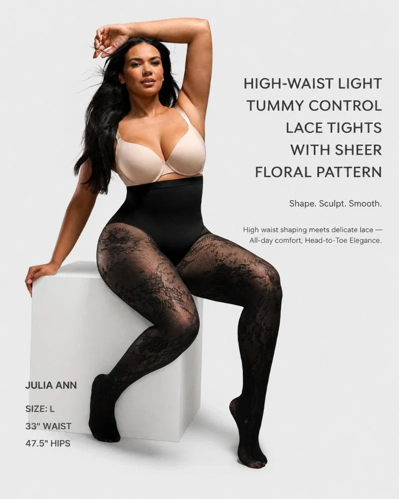 ShapeLace High-Waist Floral Lace Shaping Tights