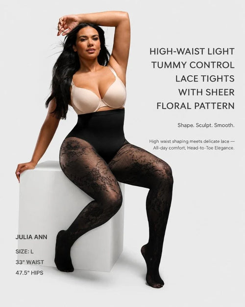 ShapeLace High-Waist Floral Lace Shaping Tights