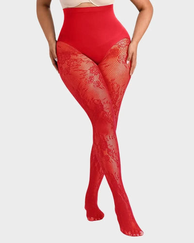 ShapeLace High-Waist Floral Lace Shaping Tights