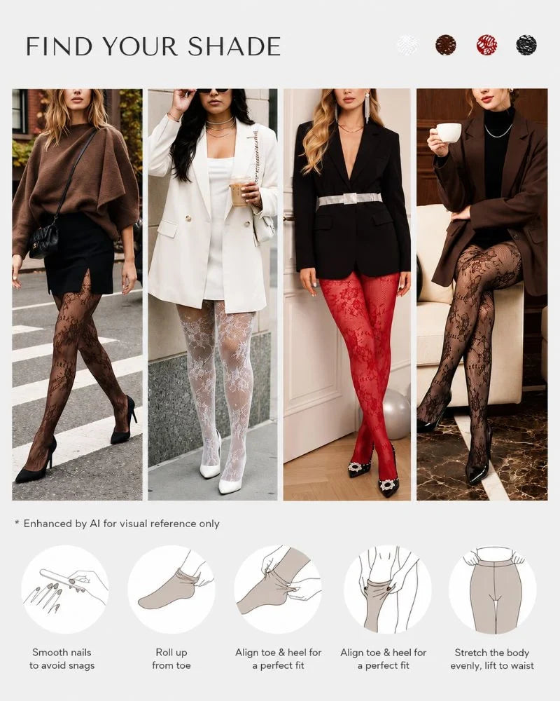 ShapeLace High-Waist Floral Lace Shaping Tights