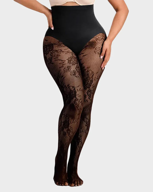ShapeLace High-Waist Floral Lace Shaping Tights
