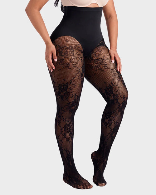 ShapeLace High-Waist Floral Lace Shaping Tights