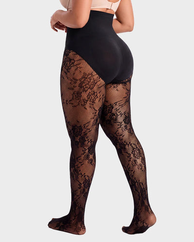 ShapeLace High-Waist Floral Lace Shaping Tights