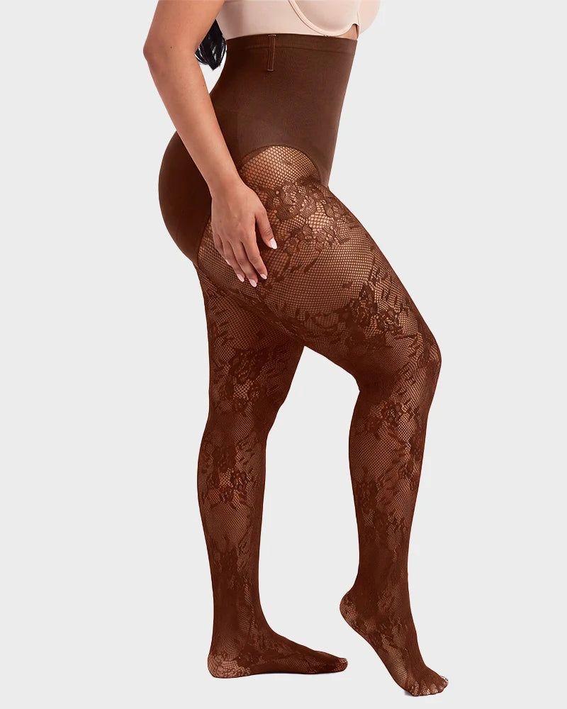 ShapeLace High-Waist Floral Lace Shaping Tights