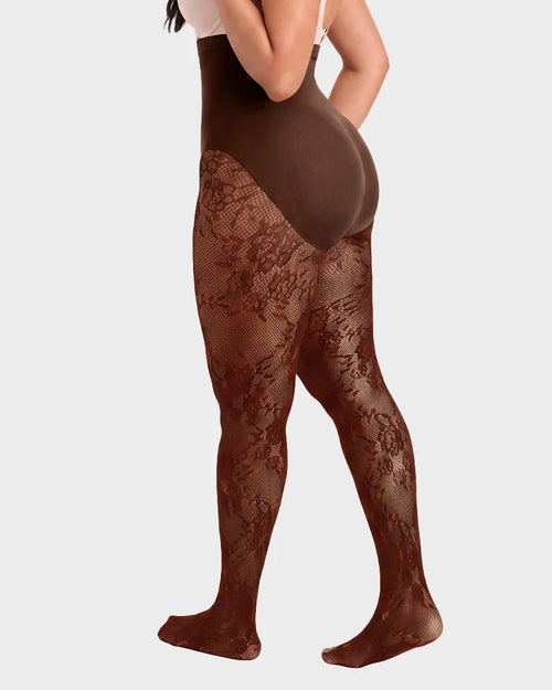 ShapeLace High-Waist Floral Lace Shaping Tights