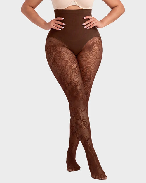 ShapeLace High-Waist Floral Lace Shaping Tights