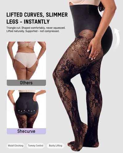 ShapeLace High-Waist Floral Lace Shaping Tights